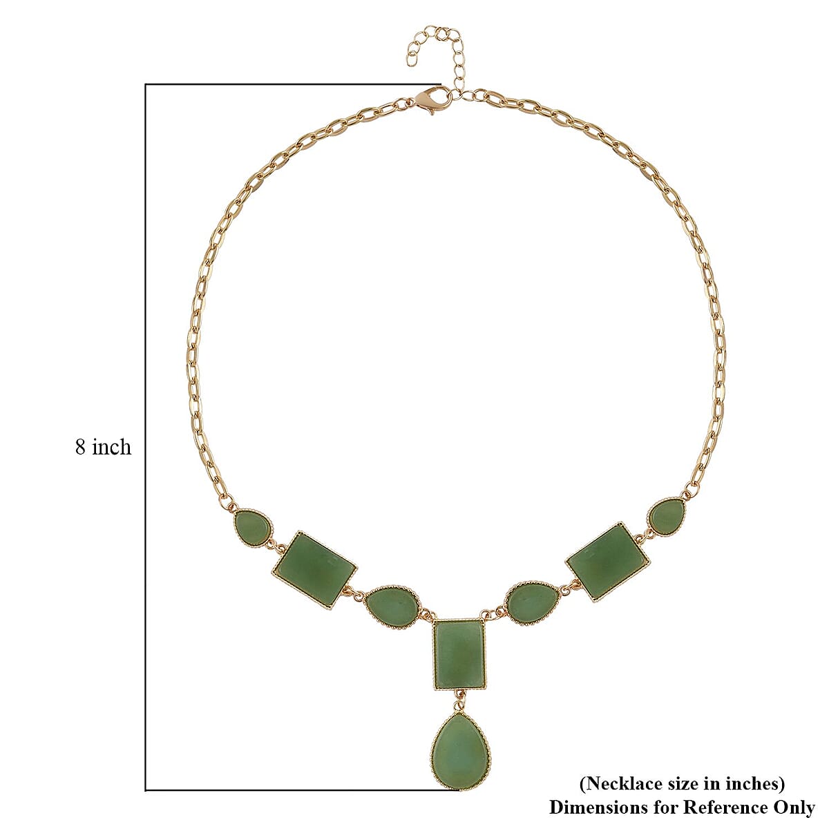 Green Aventurine Necklace 18-20 Inches in Goldtone 45.50 ctw image number 4