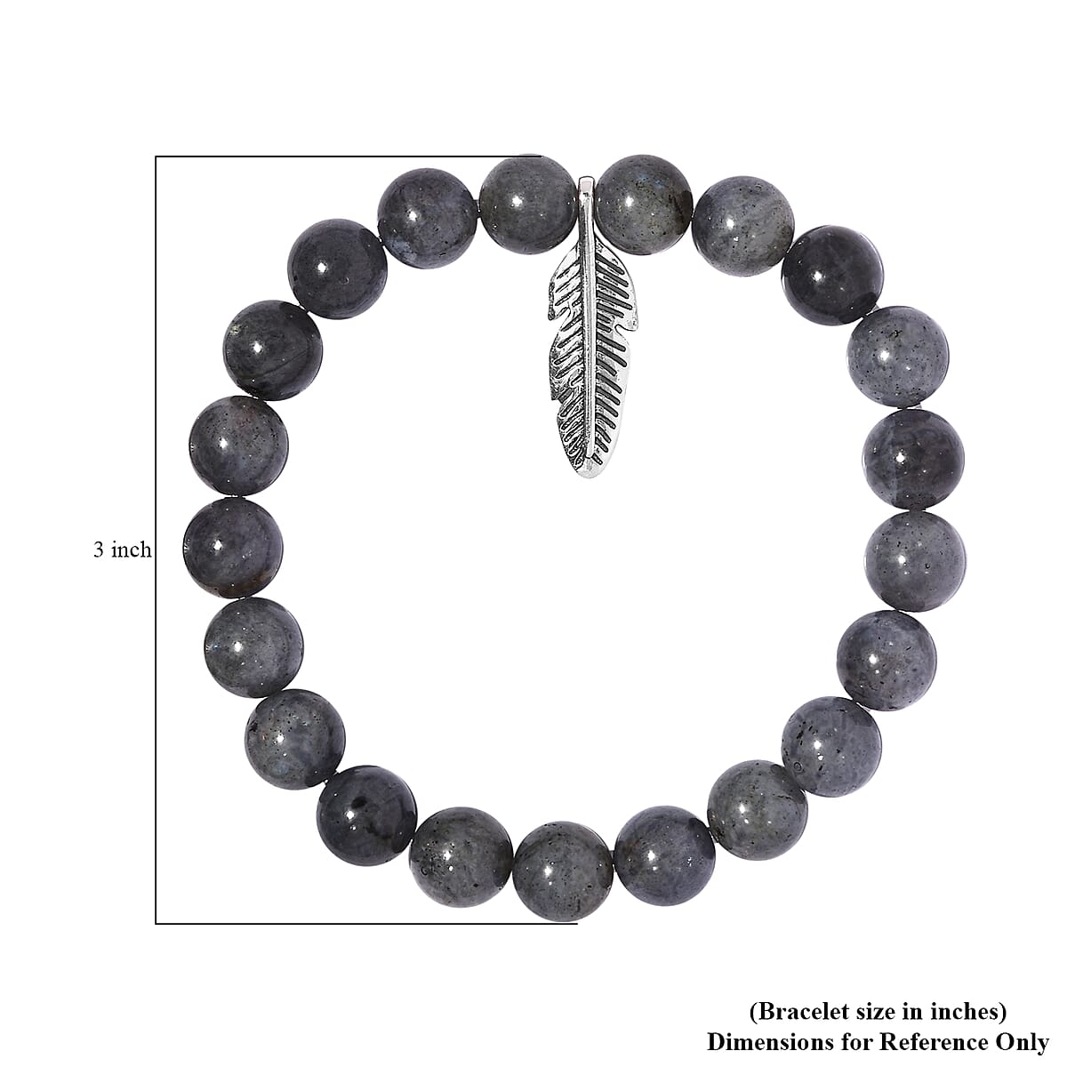 Malagasy Labradorite Beaded Feather Charm Bracelet in Sterling Silver (7.25 In) 163.40 ctw image number 4