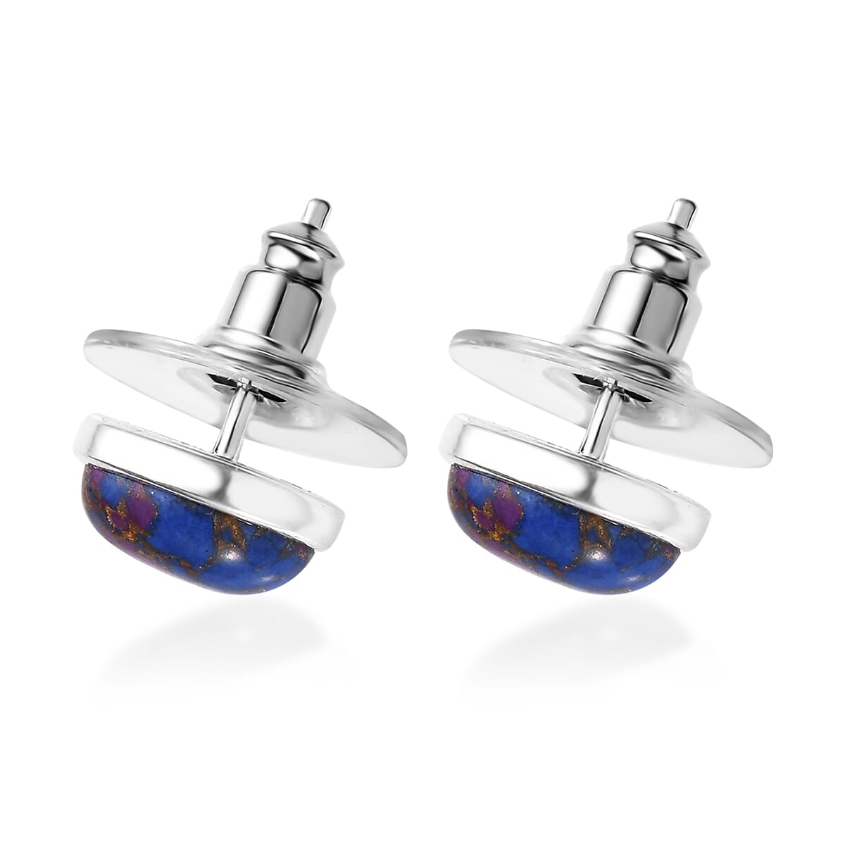 Mojave Purple Turquoise Solitaire Stud Earrings in Sterling Silver 3.75 ctw image number 3
