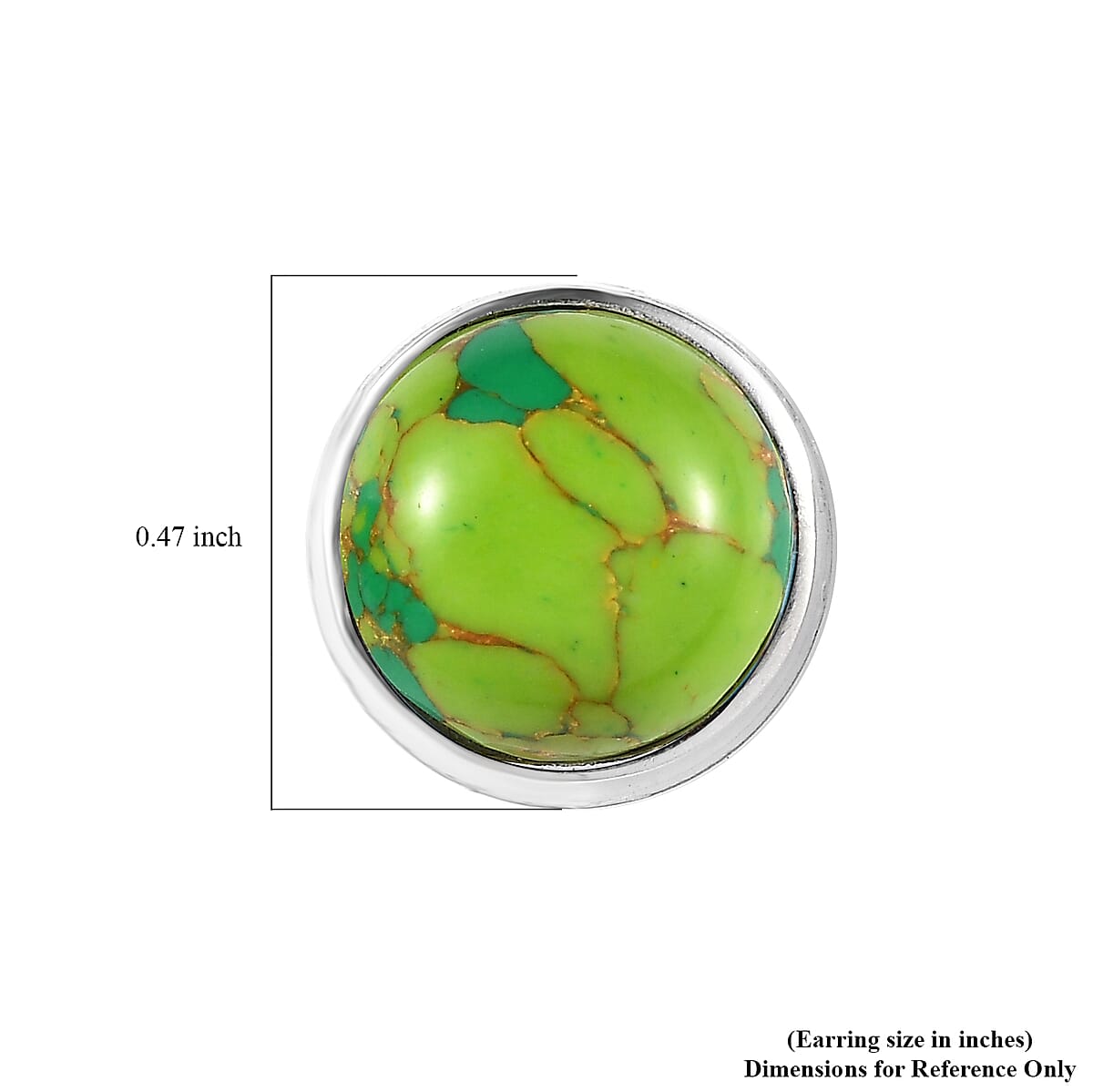 Mojave Green Turquoise Solitaire Stud Earrings in Sterling Silver 5.15 ctw image number 4