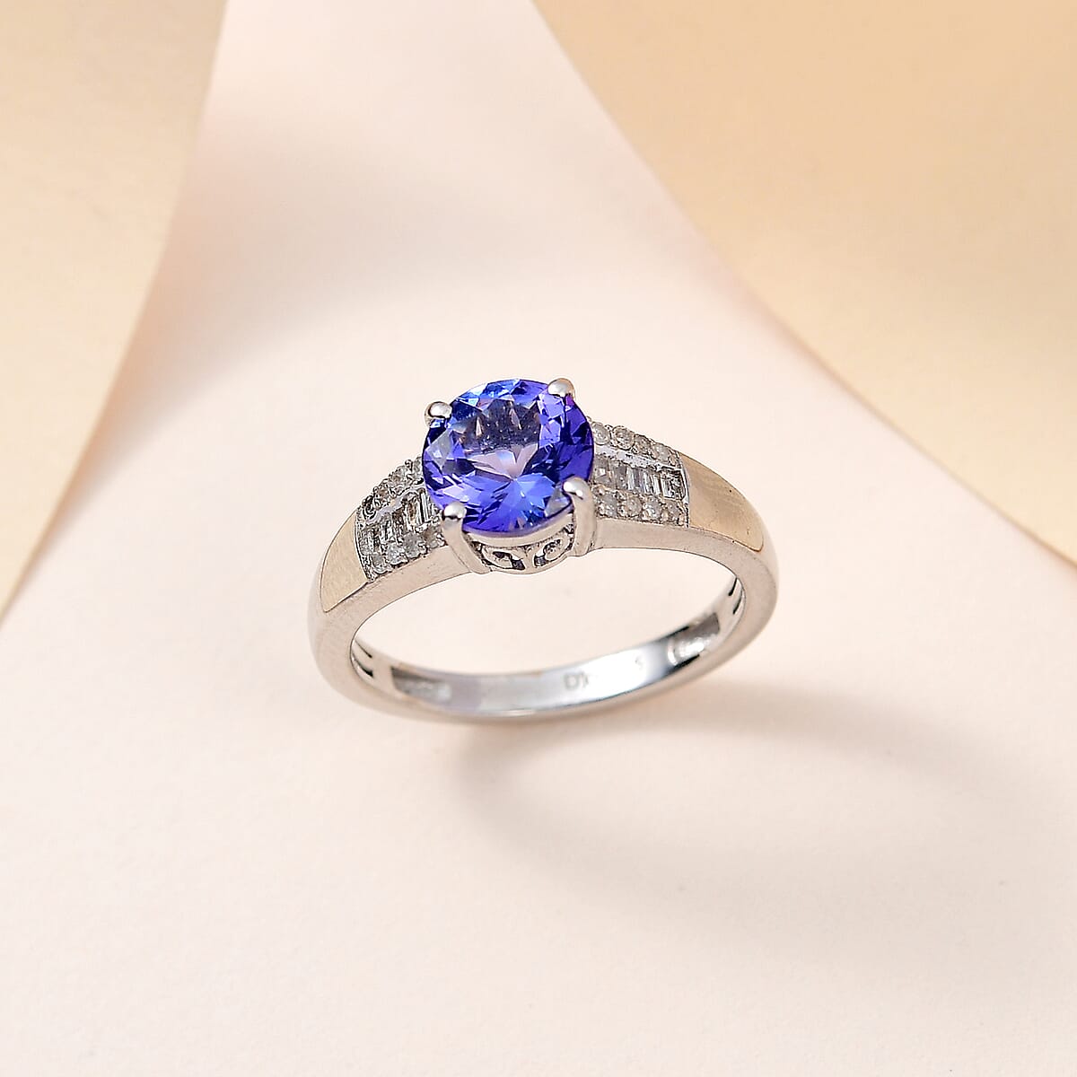 Tanzanite and Diamond Ring in Platinum Over Sterling Silver (Size 10.0) 1.90 ctw image number 1