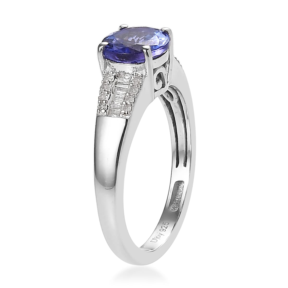 Tanzanite and Diamond Ring in Platinum Over Sterling Silver (Size 10.0) 1.90 ctw image number 3