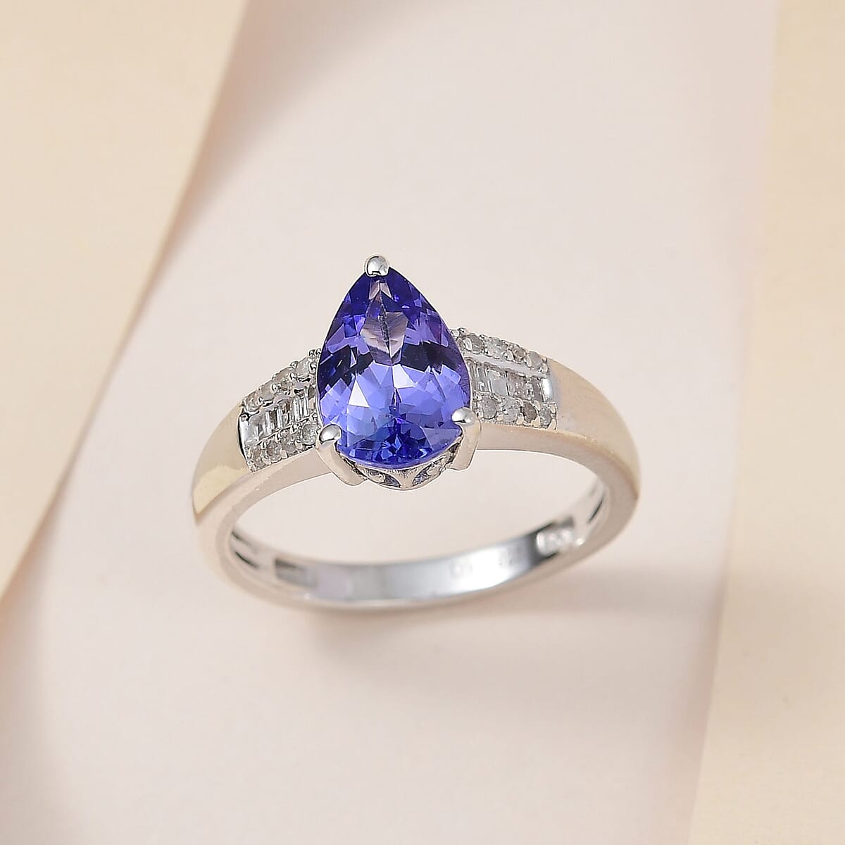 Tanzanite and Diamond Ring in Platinum Over Sterling Silver (Size 8.0) 1.90 ctw image number 1