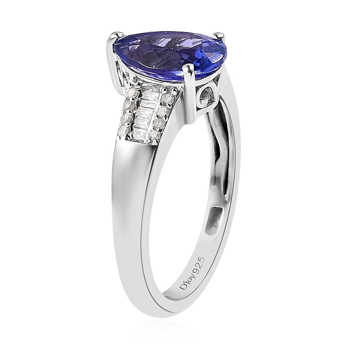 Tanzanite and Diamond Ring in Platinum Over Sterling Silver (Size 8.0) 1.90 ctw image number 3