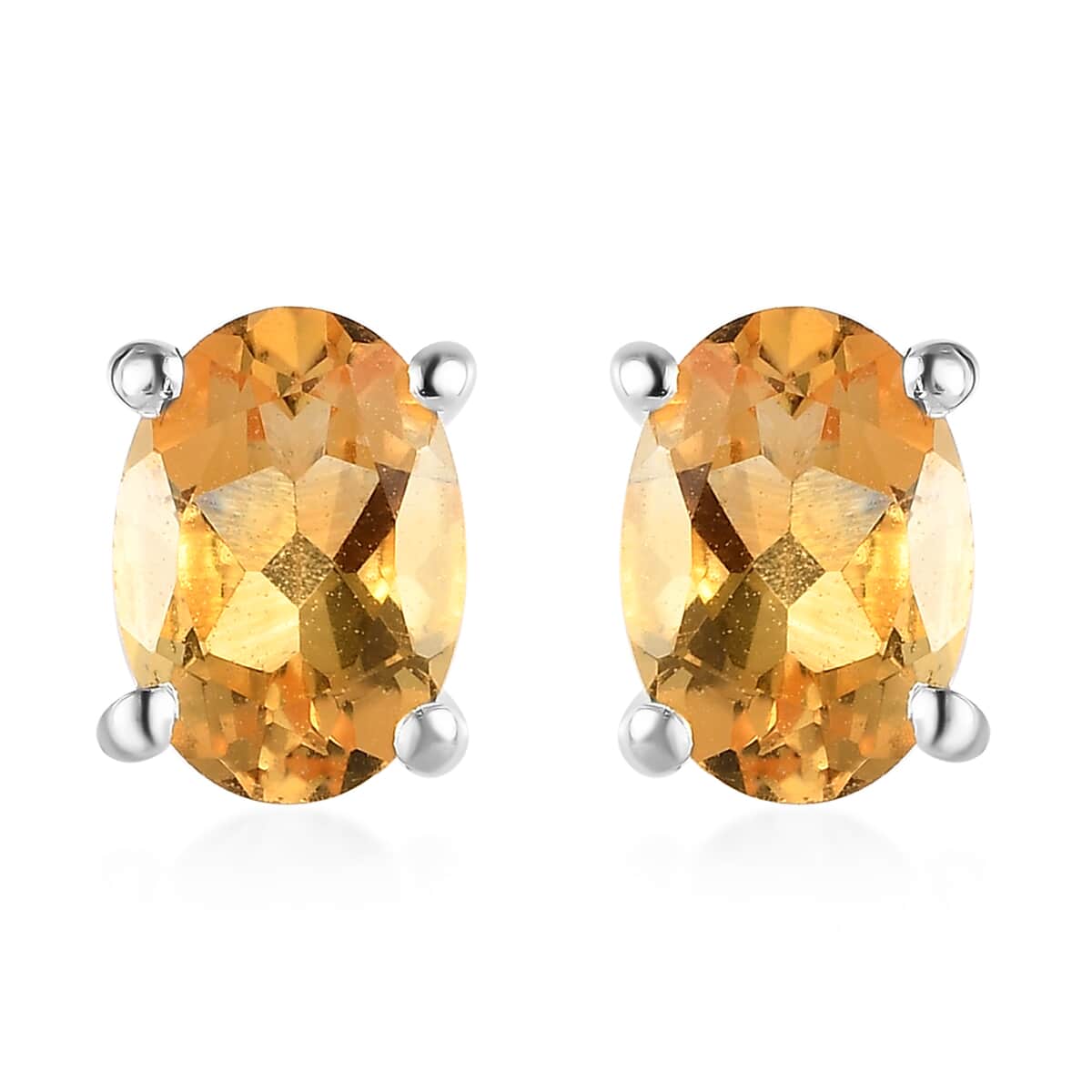 Brazilian Citrine Solitaire Stud Earrings in Sterling Silver 1.40 ctw image number 0