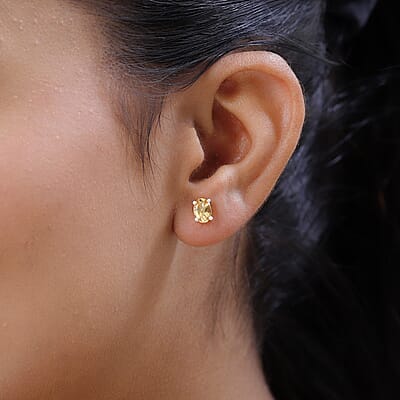 Brazilian Citrine Solitaire Stud Earrings in Sterling Silver 1.40 ctw