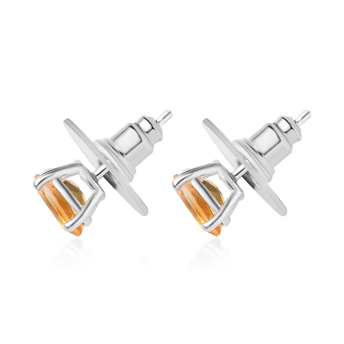 Brazilian Citrine Solitaire Stud Earrings in Sterling Silver 1.40 ctw image number 3