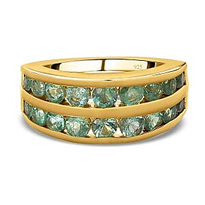 Kagem Zambian Emerald 1.65 ctw Cluster Ring in Vermeil Yellow Gold Over Sterling Silver (Size 11.5)
