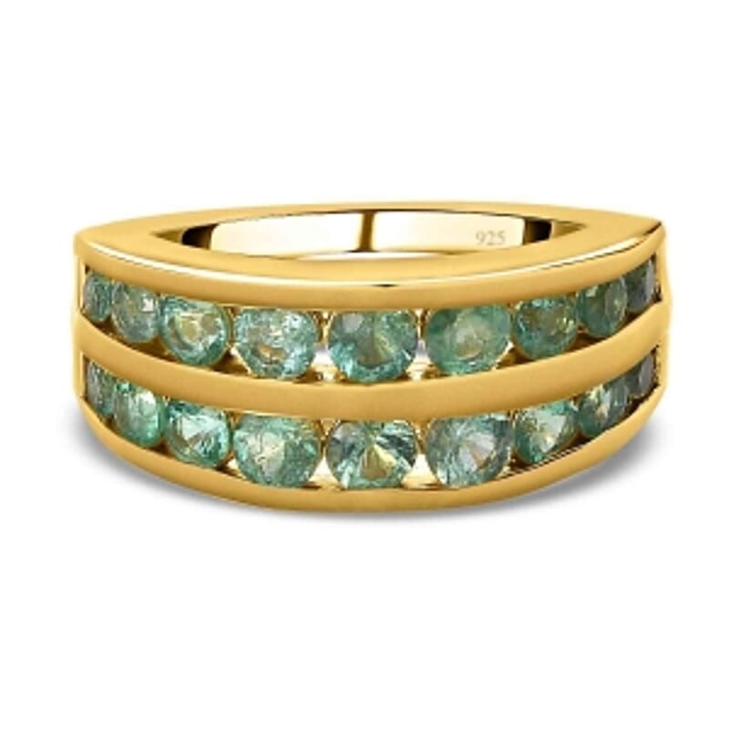 Kagem Zambian Emerald 1.65 ctw Cluster Ring in Vermeil Yellow Gold Over Sterling Silver (Size 11.5)