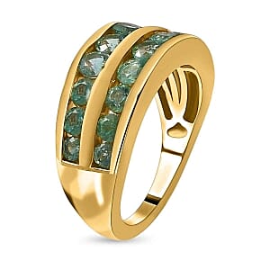 Kagem Zambian Emerald 1.65 ctw Cluster Ring in Vermeil Yellow Gold Over Sterling Silver (Size 11.5)