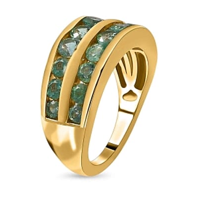 Kagem Zambian Emerald 1.65 ctw Cluster Ring in Vermeil Yellow Gold Over Sterling Silver (Size 11.5)