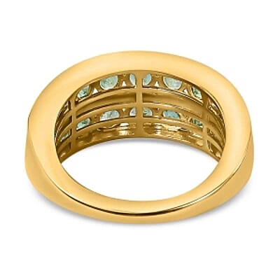 Kagem Zambian Emerald 1.65 ctw Cluster Ring in Vermeil Yellow Gold Over Sterling Silver (Size 11.5)