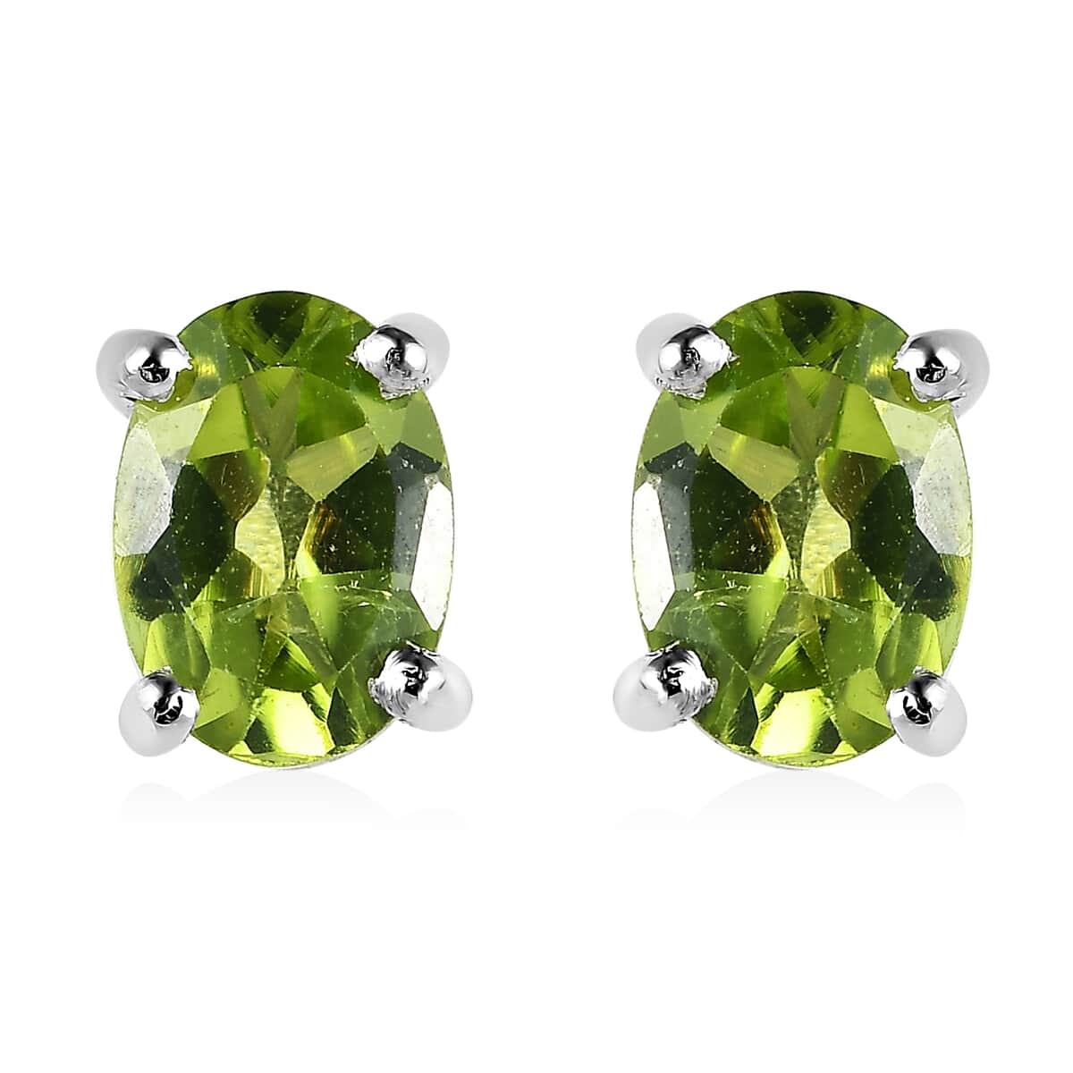 Peridot Stud Earrings in Platinum Over Sterling Silver 1.50 ctw image number 0