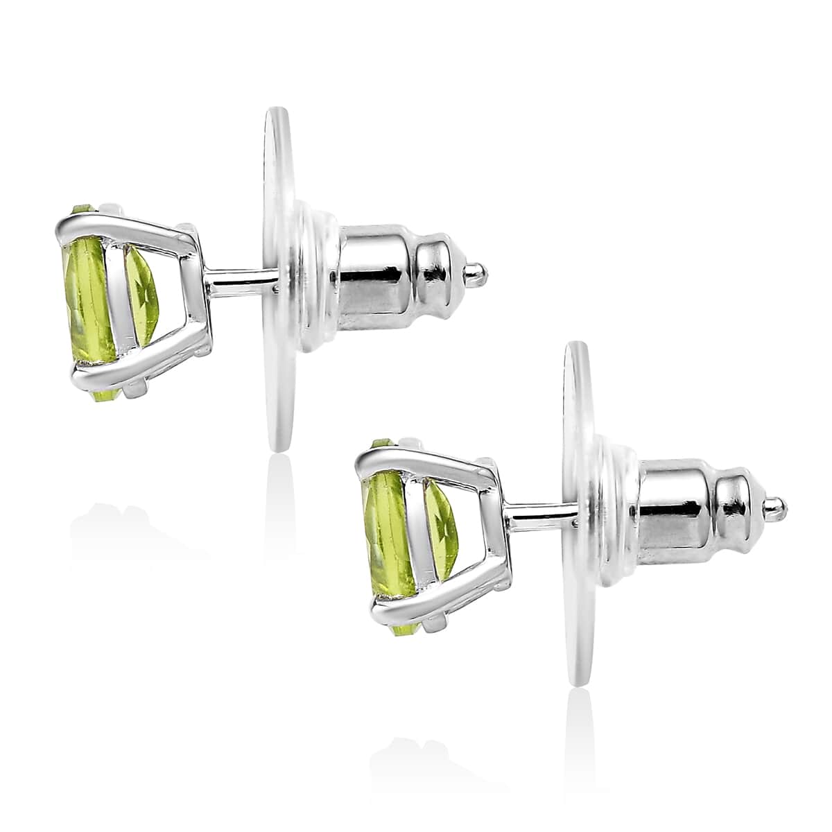 Peridot Stud Earrings in Platinum Over Sterling Silver 1.50 ctw image number 3