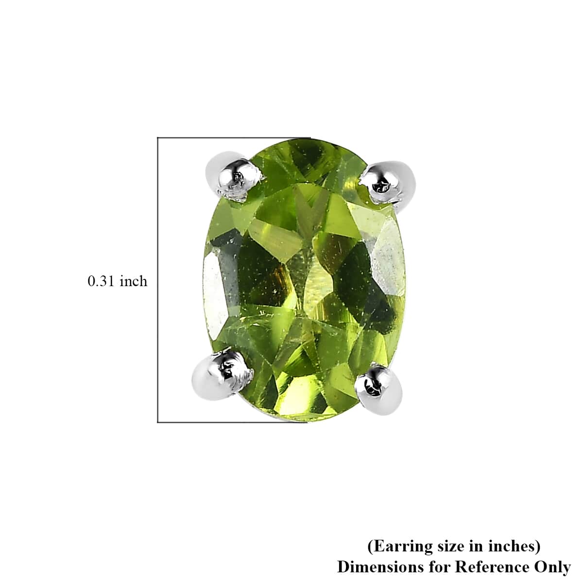 Peridot Stud Earrings in Platinum Over Sterling Silver 1.50 ctw image number 4