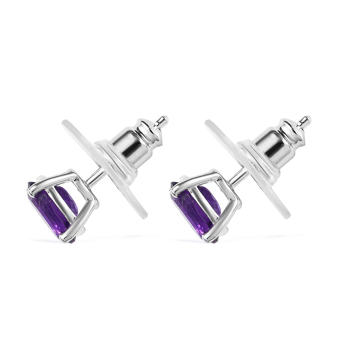 Amethyst Stud Earrings in Sterling Silver 1.40 ctw image number 3