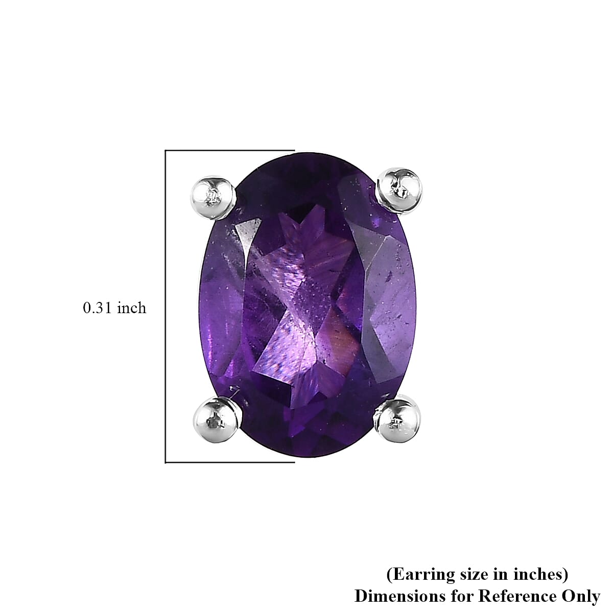 Amethyst Stud Earrings in Sterling Silver 1.40 ctw image number 4