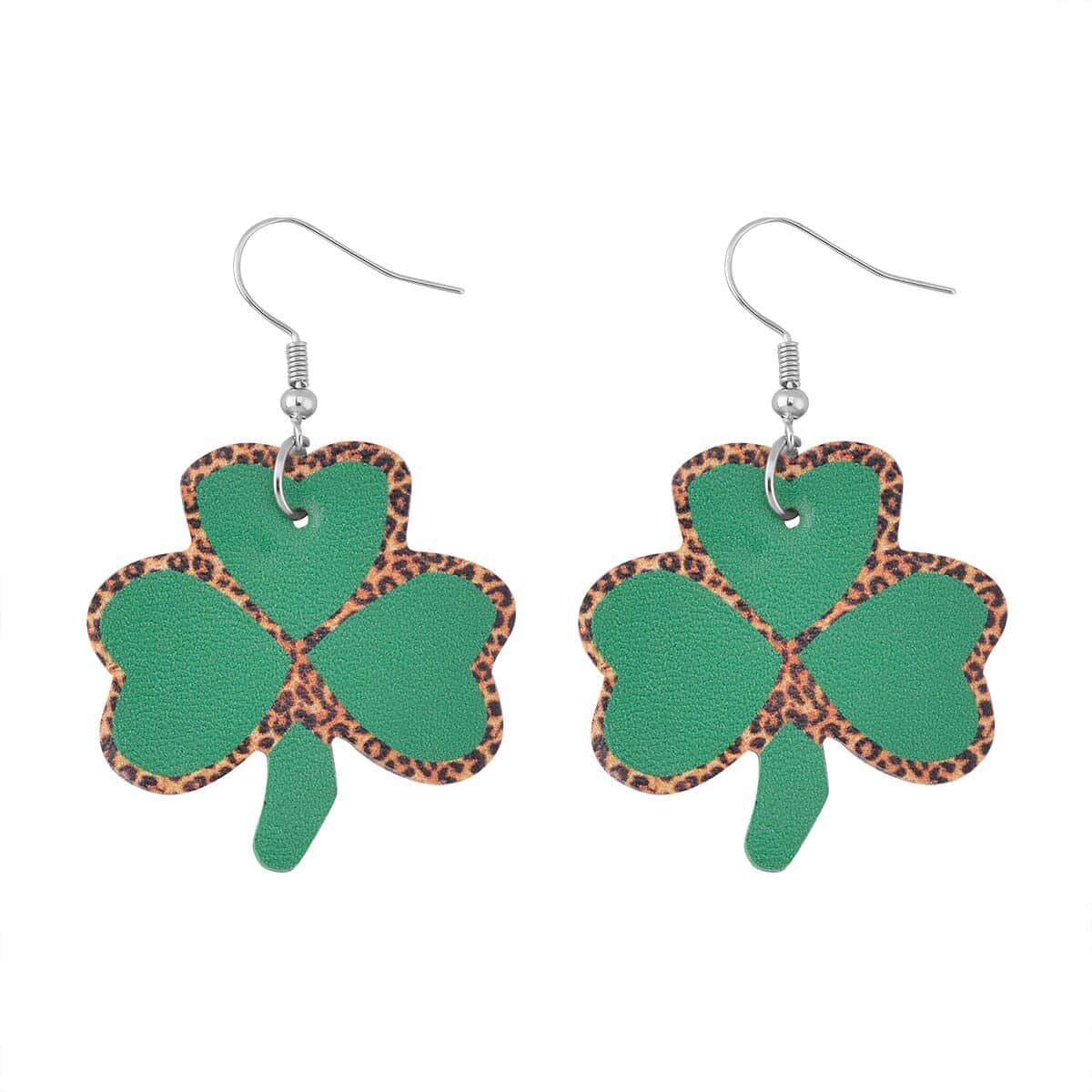 Clover Three-petal Flower Drop Earrings in Stainless Steel image number 3