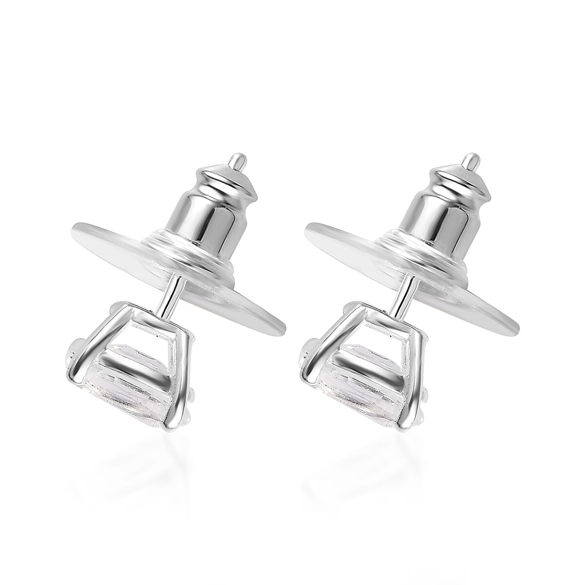White Topaz Stud Earrings in Sterling Silver 1.75 ctw image number 3
