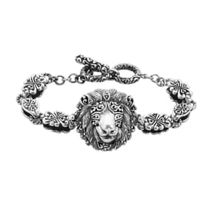 Bali Legacy Sterling Silver Lion Head Bracelet (7.25 In) 22.80 Grams