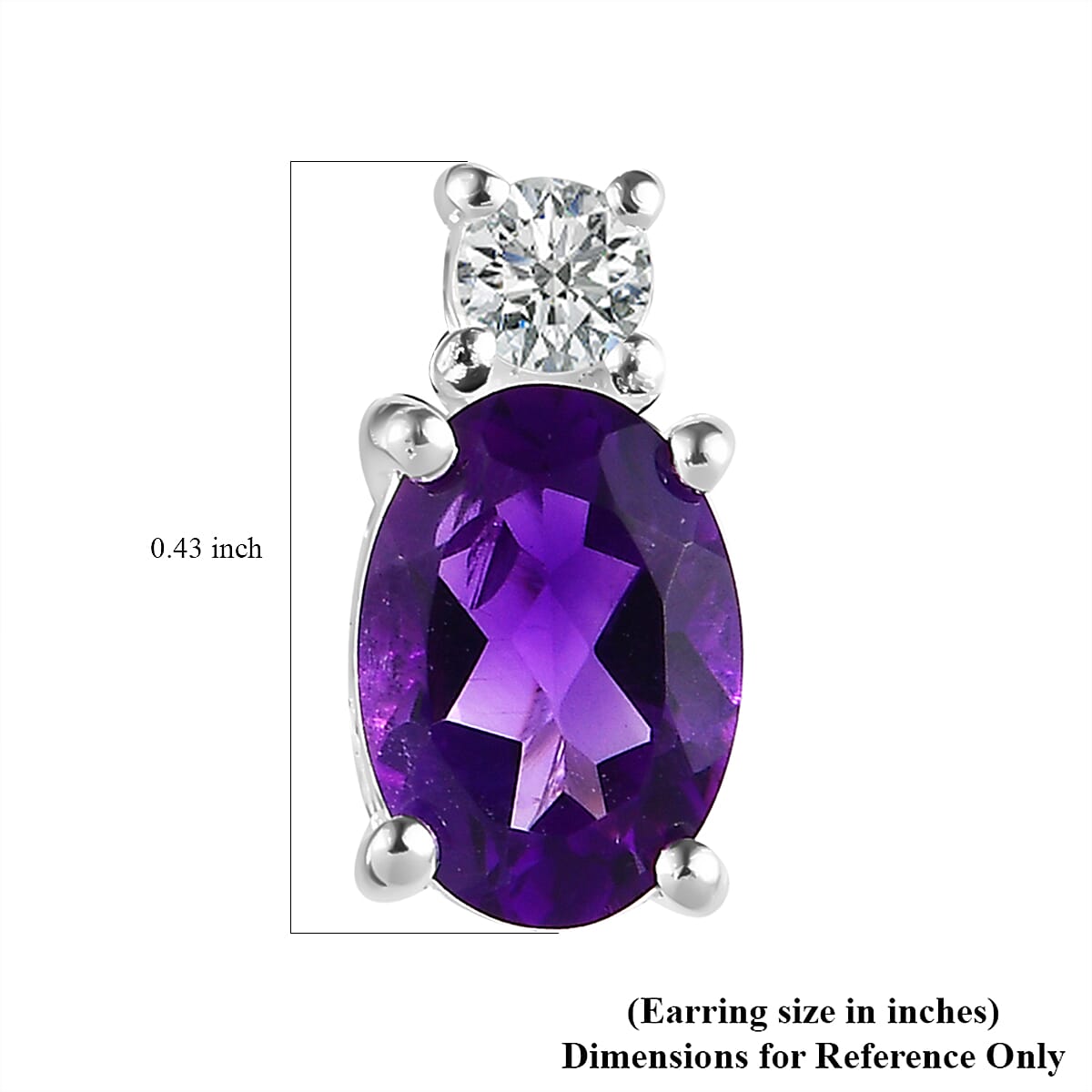Amethyst and White Topaz Stud Earrings in Sterling Silver and Stainless Steel 1.60 ctw image number 4