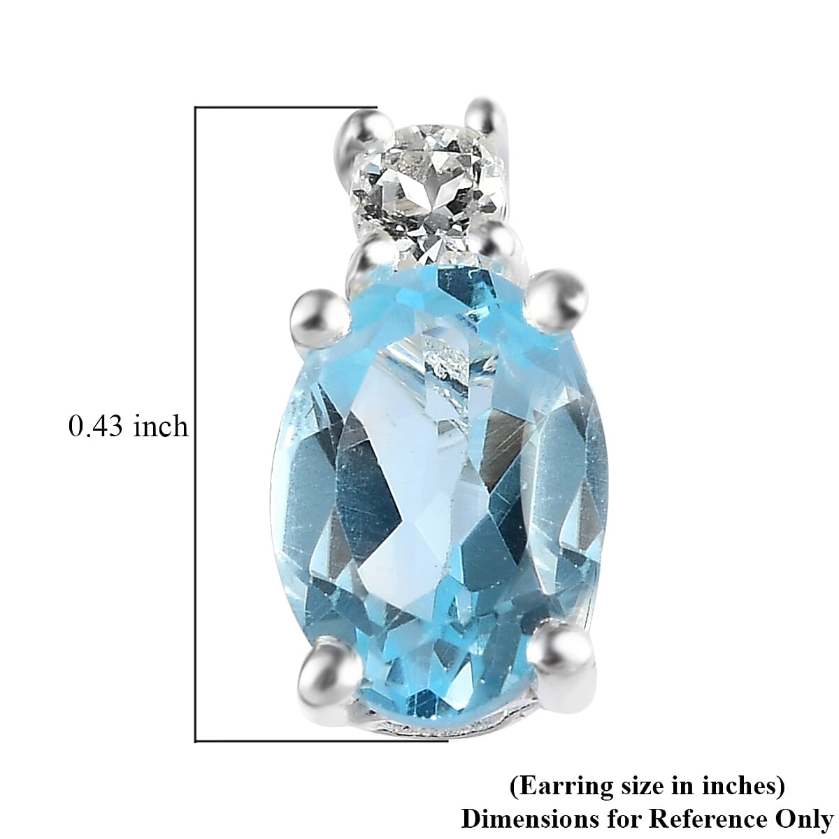 Sky Blue Topaz and White Topaz Stud Earrings in Sterling Silver and Stainless Steel 1.90 ctw image number 4