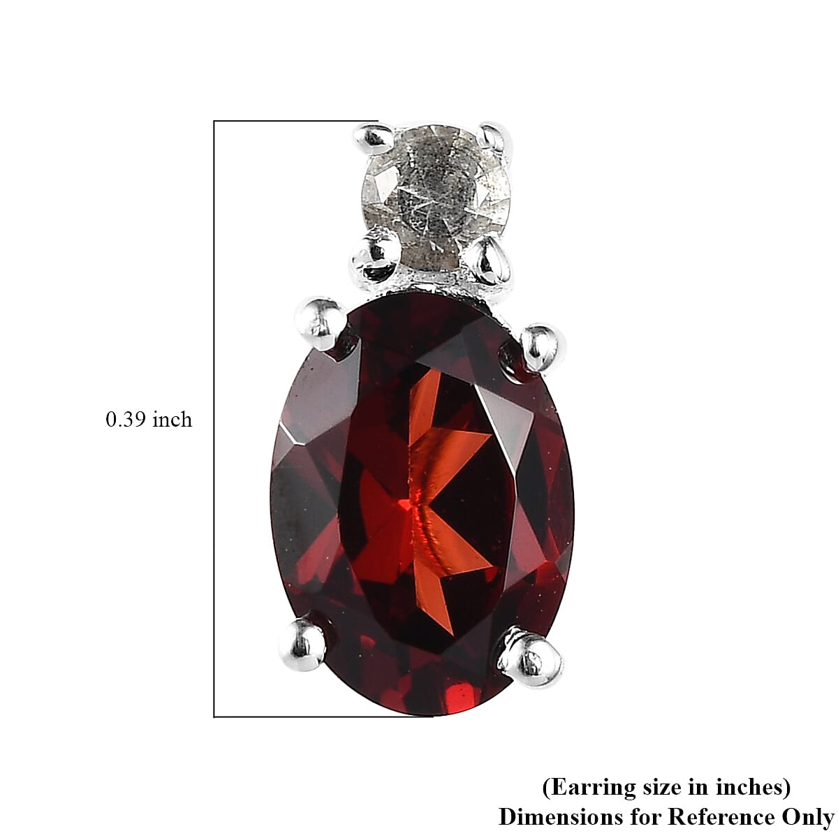 Mozambique Garnet and White Topaz Stud Earrings in Sterling Silver with Stainless Steel Push 1.90 ctw image number 4