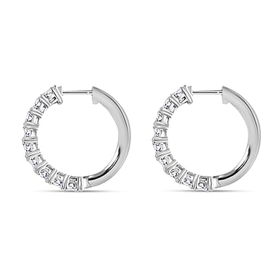 Moissanite Hoop Earrings in Platinum Over Sterling Silver 5.50 ctw