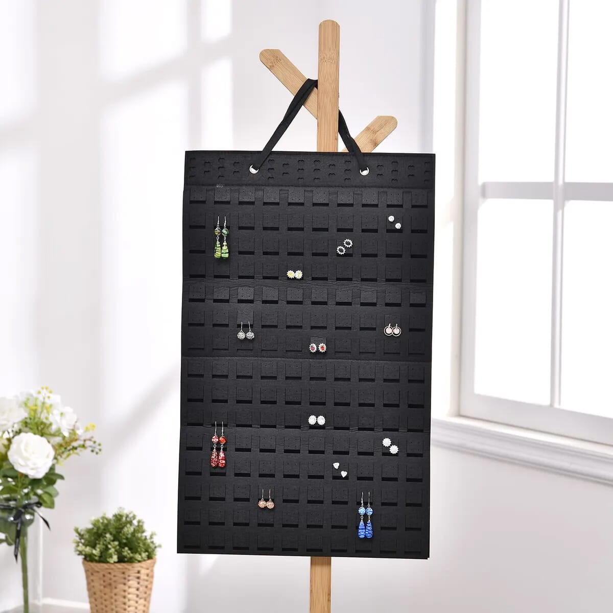 Black Earring Storage Bag (Hold Up to 300 Pairs) (22.5"x13.8") image number 1