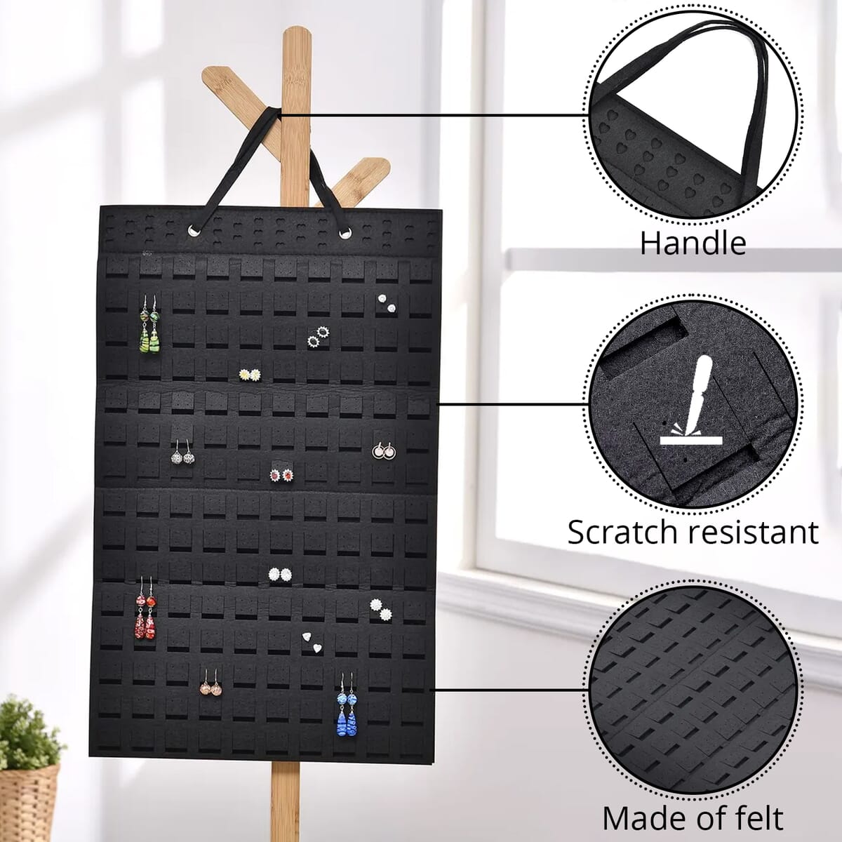 Black Earring Storage Bag (Hold Up to 300 Pairs) (22.5"x13.8") image number 2