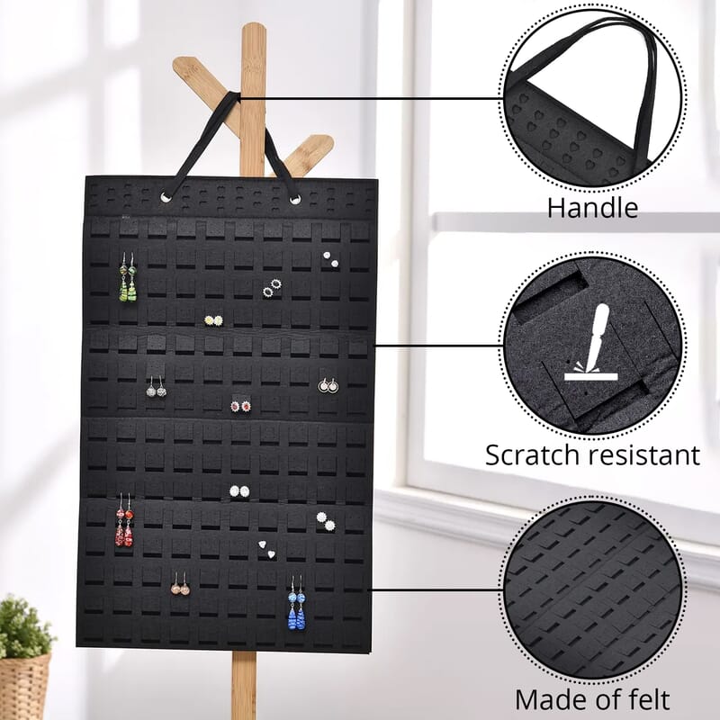 Black Color Earring Jewelry Storage Bag Hold Up to 300 Pairs Scratch Resistant, Vertical Hanging Earrings Organizer, Earrings Storage, Gifts For Her