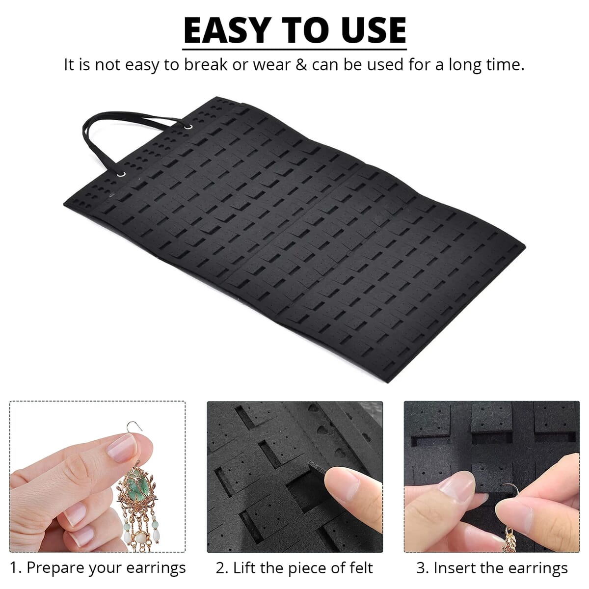 Black Earring Storage Bag (Hold Up to 300 Pairs) (22.5"x13.8") image number 3