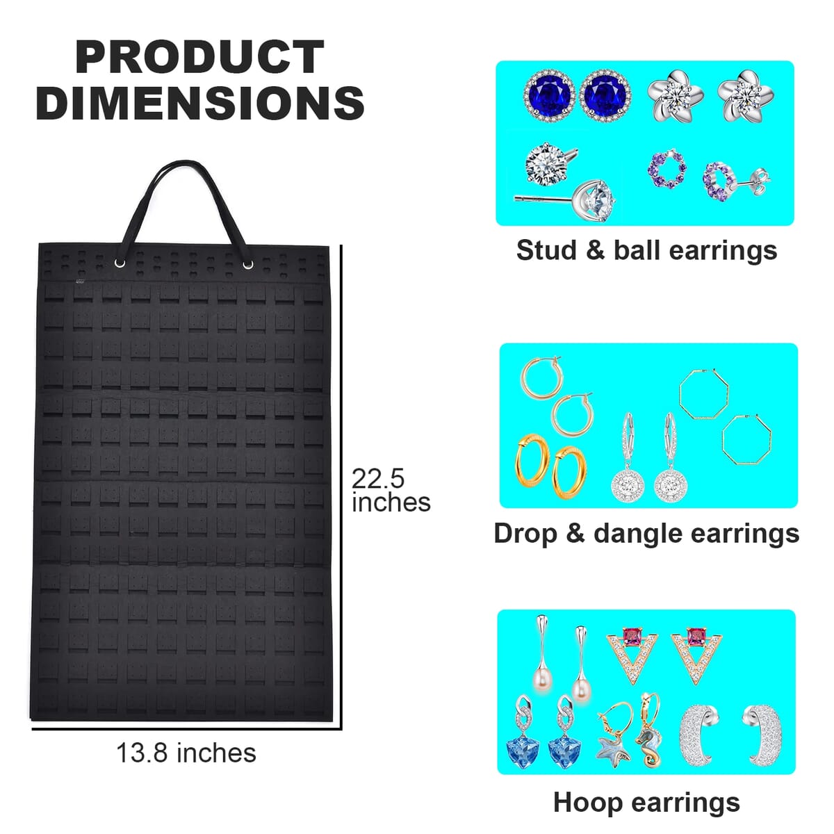 Black Earring Storage Bag (Hold Up to 300 Pairs) (22.5"x13.8") image number 4