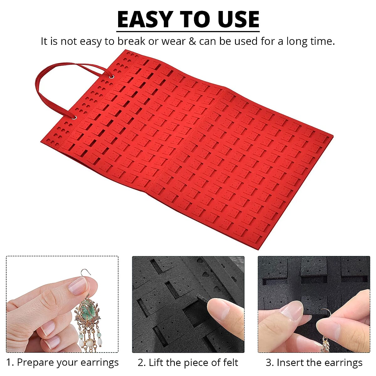 Red Color Earring Jewelry Storage Bag Hold Up to 300 Pairs Scratch Resistant, Vertical Hanging Earrings Organizer, Earrings Storage, Gifts For Her image number 3