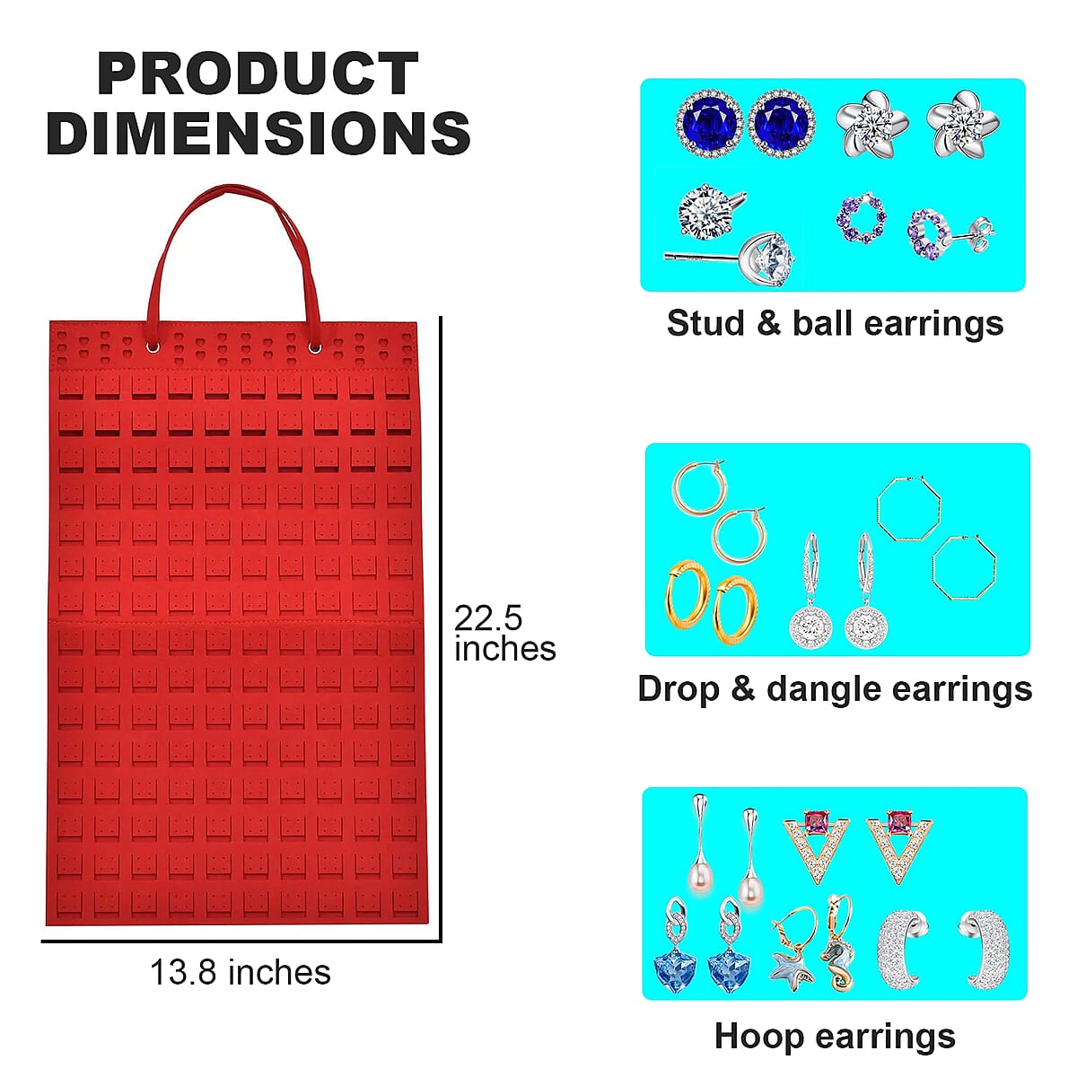 Red Color Earring Jewelry Storage Bag Hold Up to 300 Pairs Scratch Resistant, Vertical Hanging Earrings Organizer, Earrings Storage, Gifts For Her image number 4