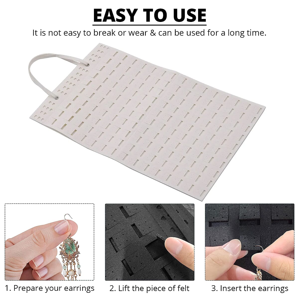 Cream Color Earring Jewelry Storage Bag Hold Up to 300 Pairs Scratch Resistant, Vertical Hanging Earrings Organizer, Earrings Storage, Gifts For Her image number 3