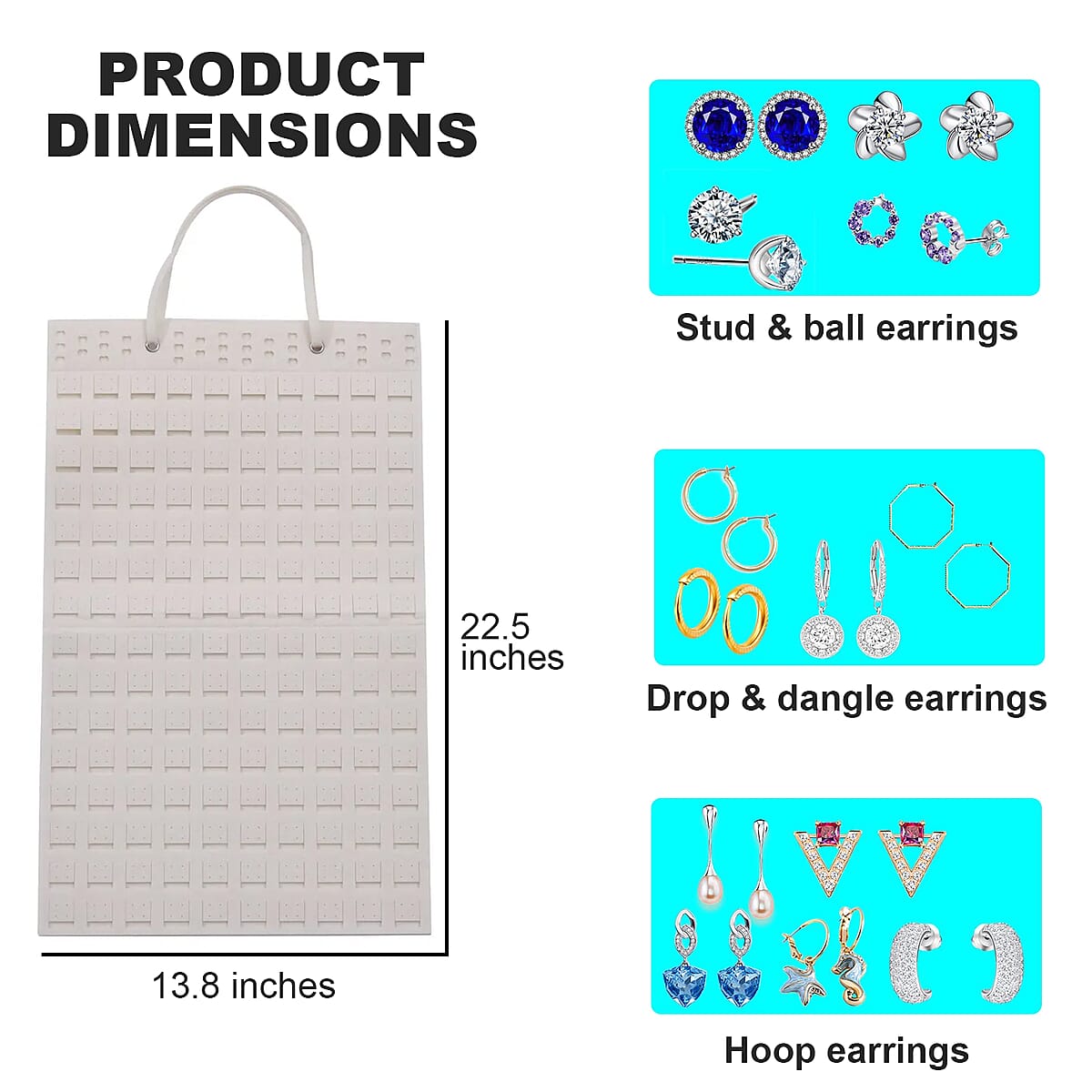 Cream Color Earring Jewelry Storage Bag Hold Up to 300 Pairs Scratch Resistant, Vertical Hanging Earrings Organizer, Earrings Storage, Gifts For Her image number 4