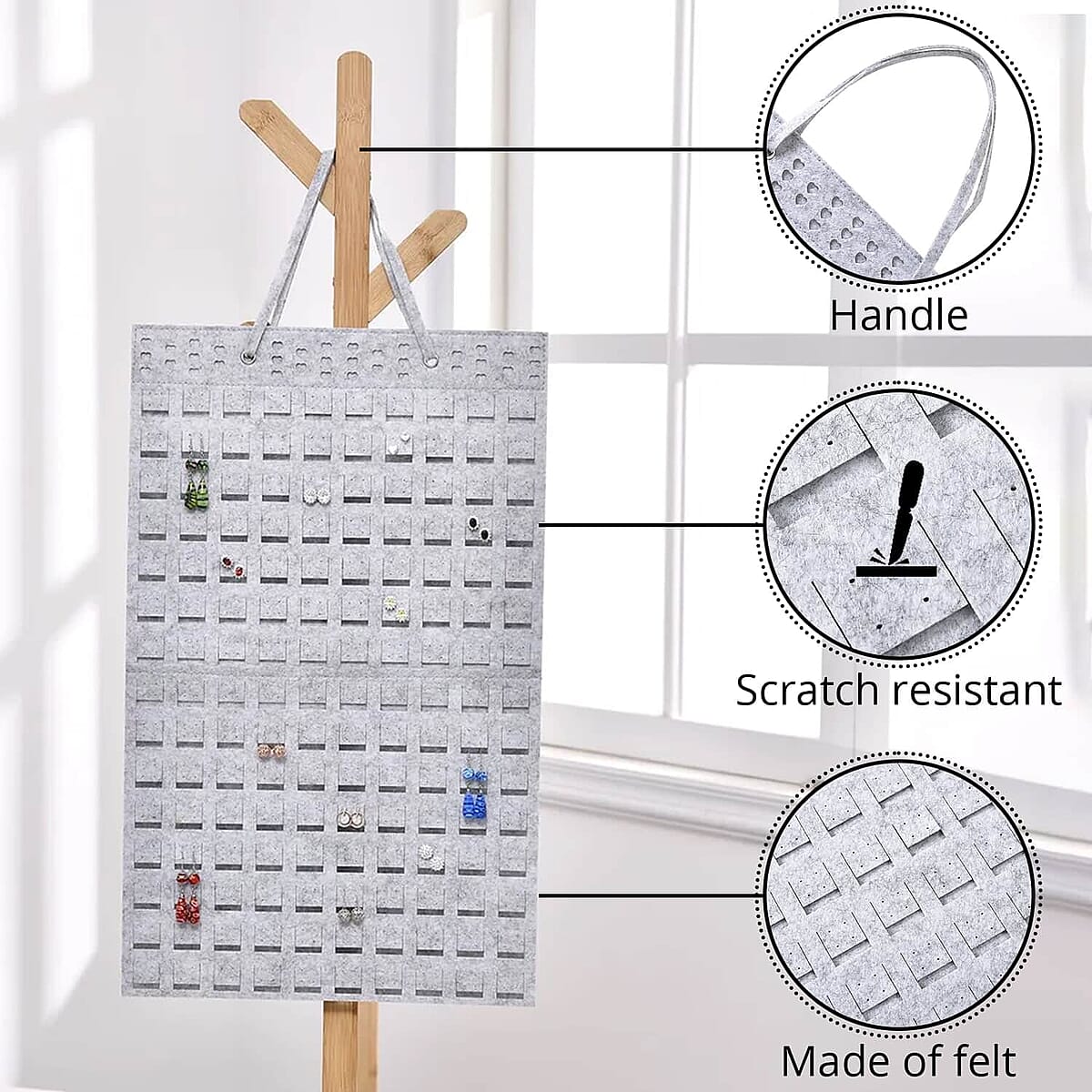 Gray Color Earring Jewelry Storage Bag Hold Up to 300 Pairs Scratch Resistant, Vertical Hanging Earrings Organizer, Earrings Storage, Gifts For Her image number 2