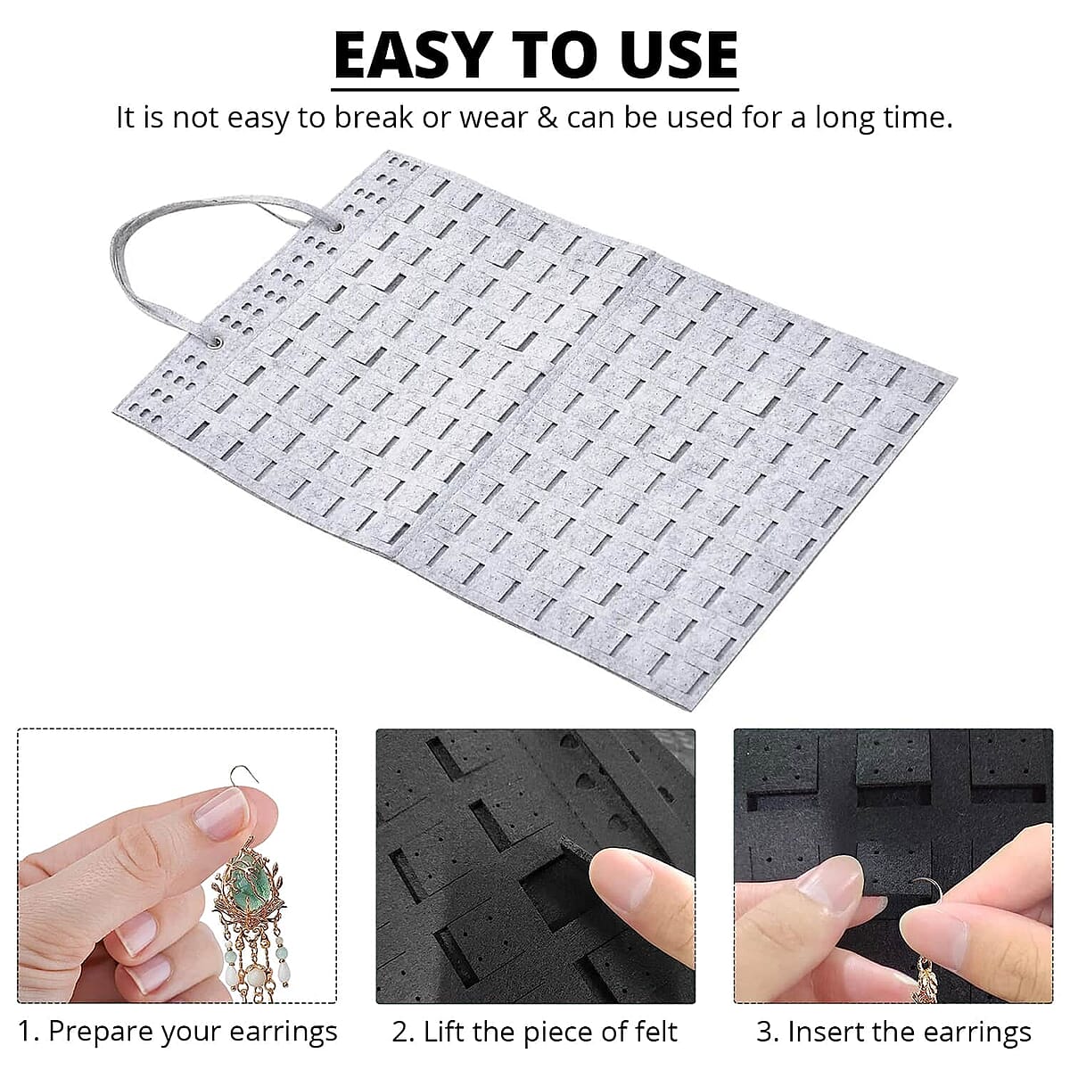 Gray Color Earring Jewelry Storage Bag Hold Up to 300 Pairs Scratch Resistant, Vertical Hanging Earrings Organizer, Earrings Storage, Gifts For Her image number 3