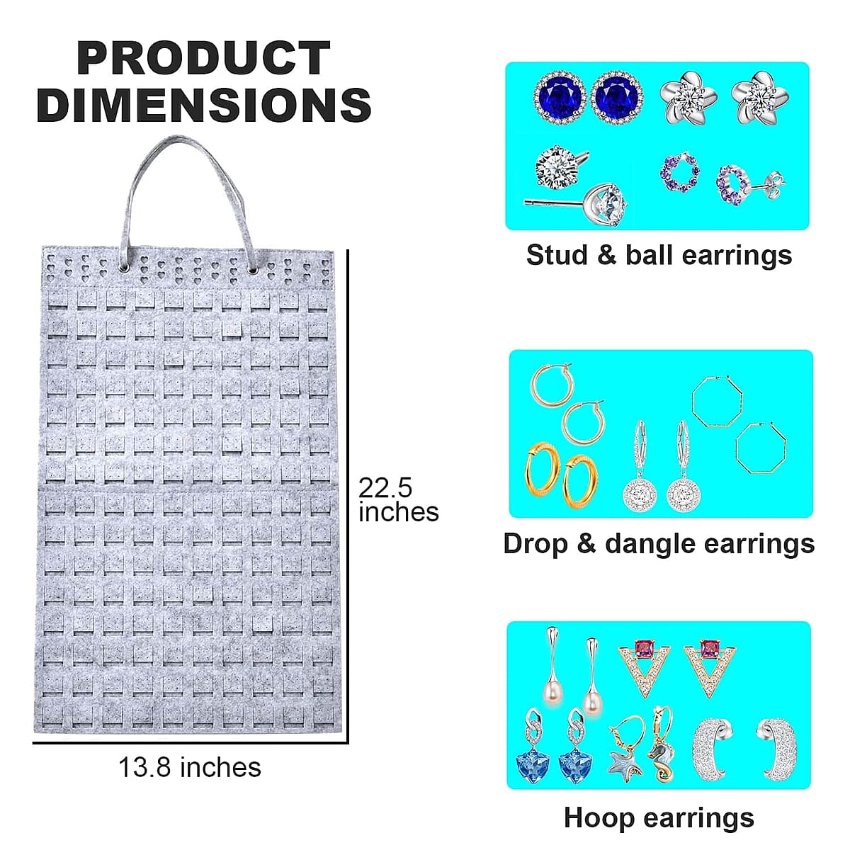 Gray Color Earring Jewelry Storage Bag Hold Up to 300 Pairs Scratch Resistant, Vertical Hanging Earrings Organizer, Earrings Storage, Gifts For Her image number 4