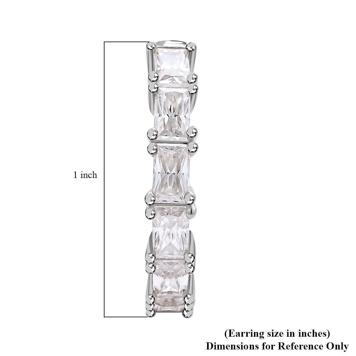 Princess Cut Moissanite Hoop Earrings in Platinum Over Silver 3.50 ctw