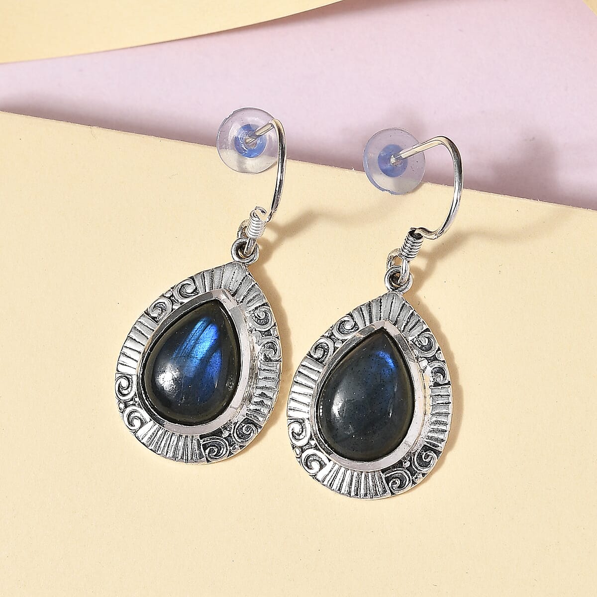 Artisan Crafted AAA Malagasy Labradorite Dangle Earrings in Sterling Silver 12.75 ctw image number 1