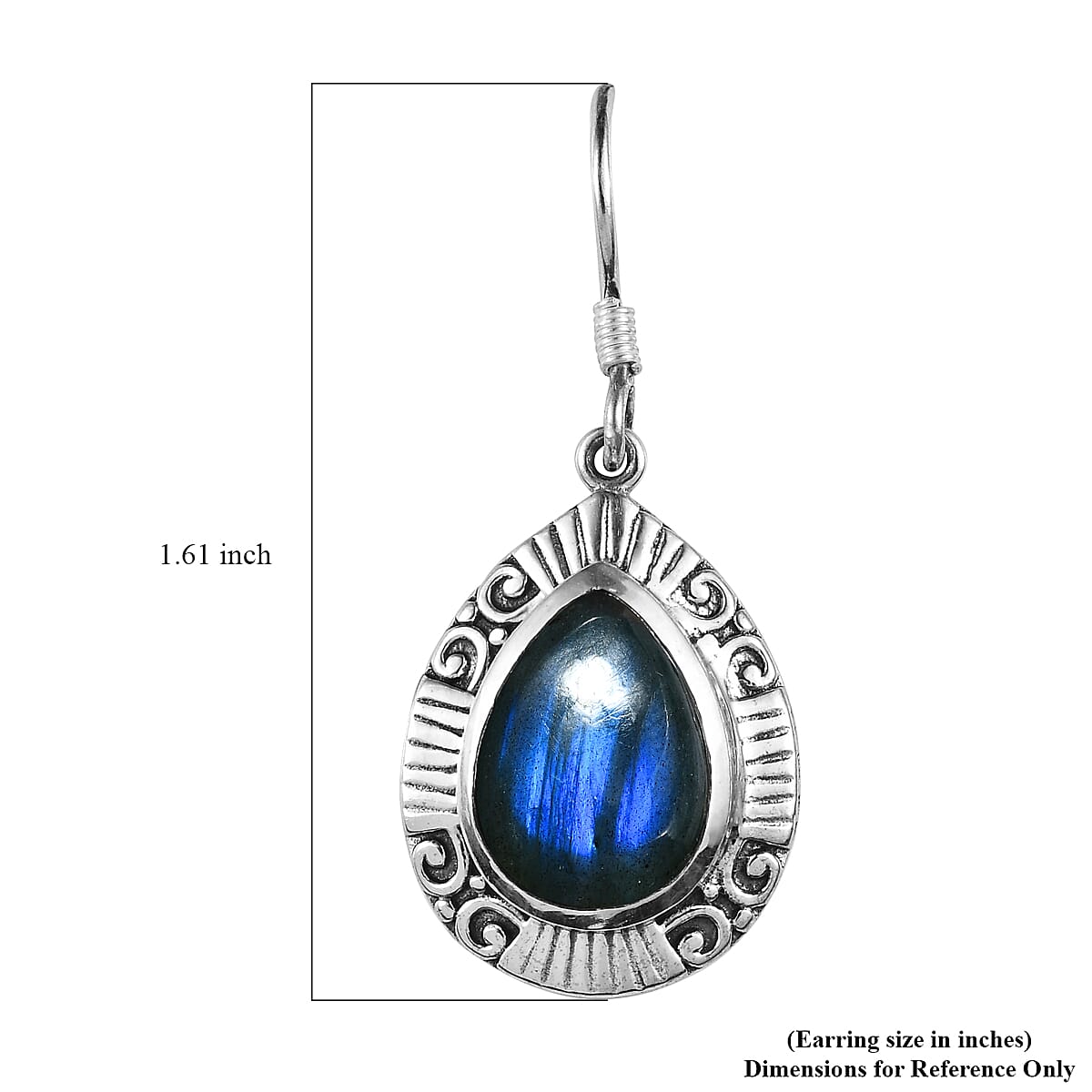 Artisan Crafted AAA Malagasy Labradorite Dangle Earrings in Sterling Silver 12.75 ctw image number 4