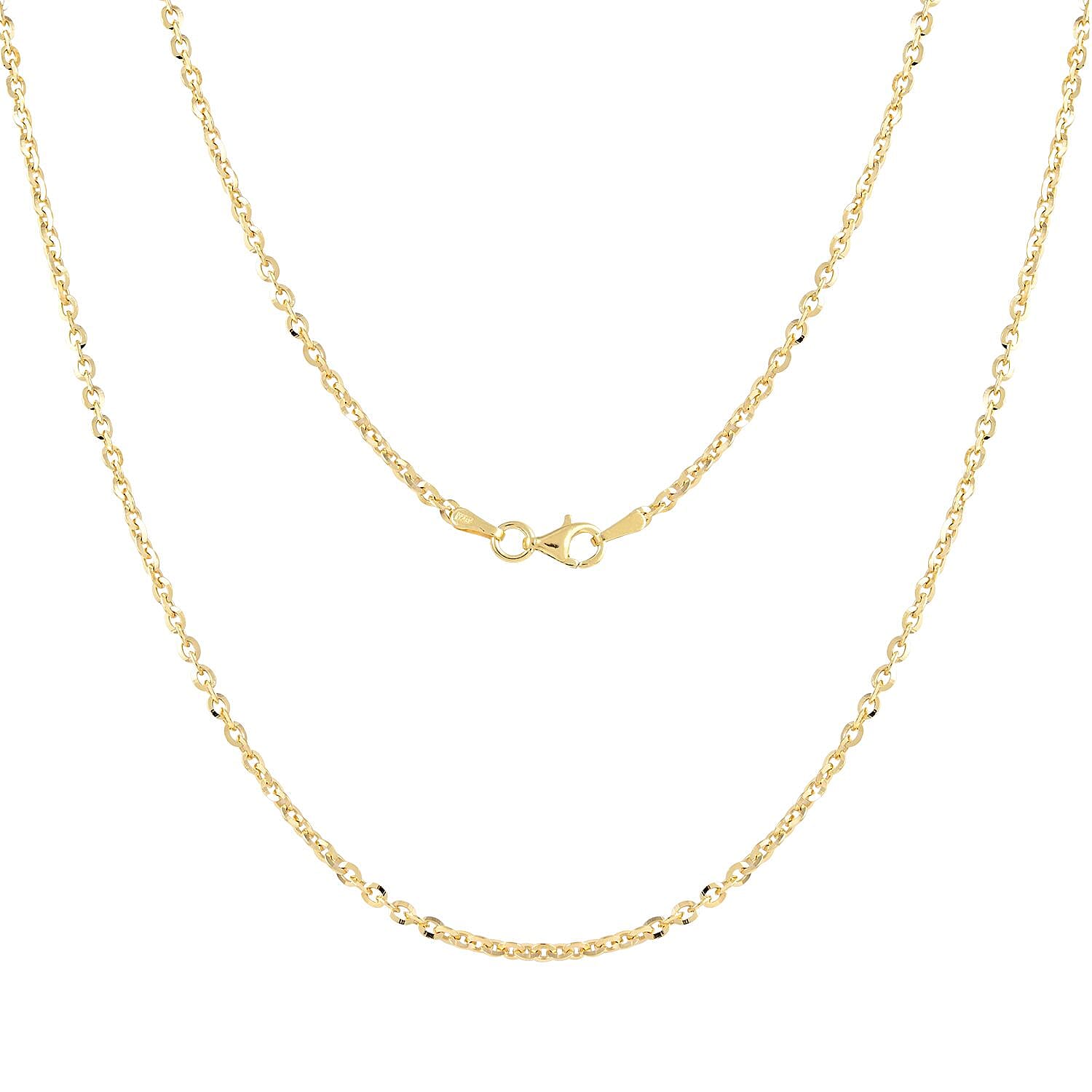 Italian 14K Yellow Gold Over Sterling Silver New Brillantina Chain Necklace 18 Inches 4.50 Grams