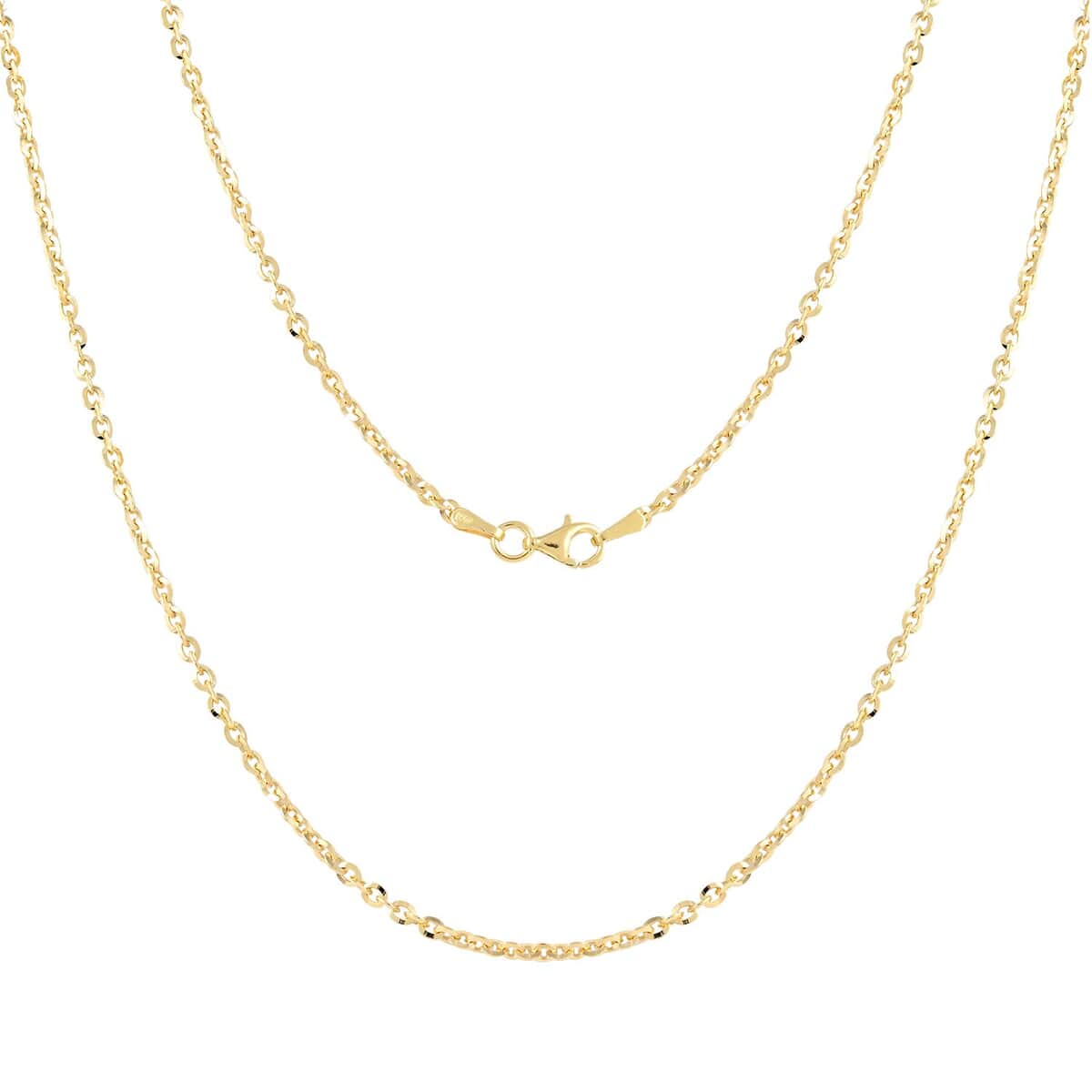 Italian 14K Yellow Gold Over Sterling Silver New Brillantina Chain Necklace 18 Inches 4.50 Grams image number 0