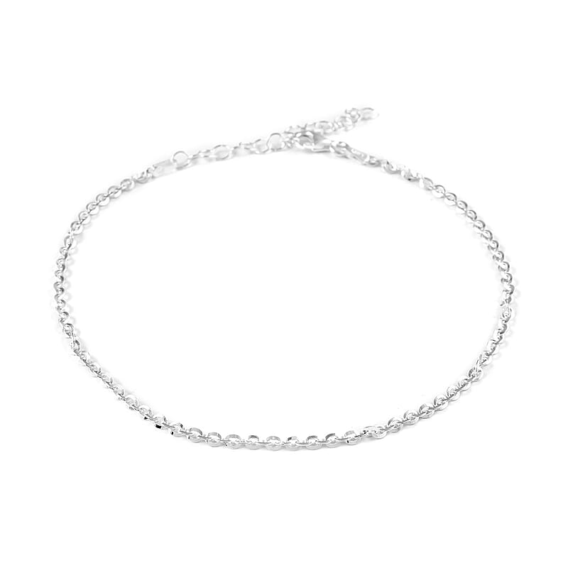 Italian Sterling Silver New Brillantina Anklet (9-11in) 2.50 Grams