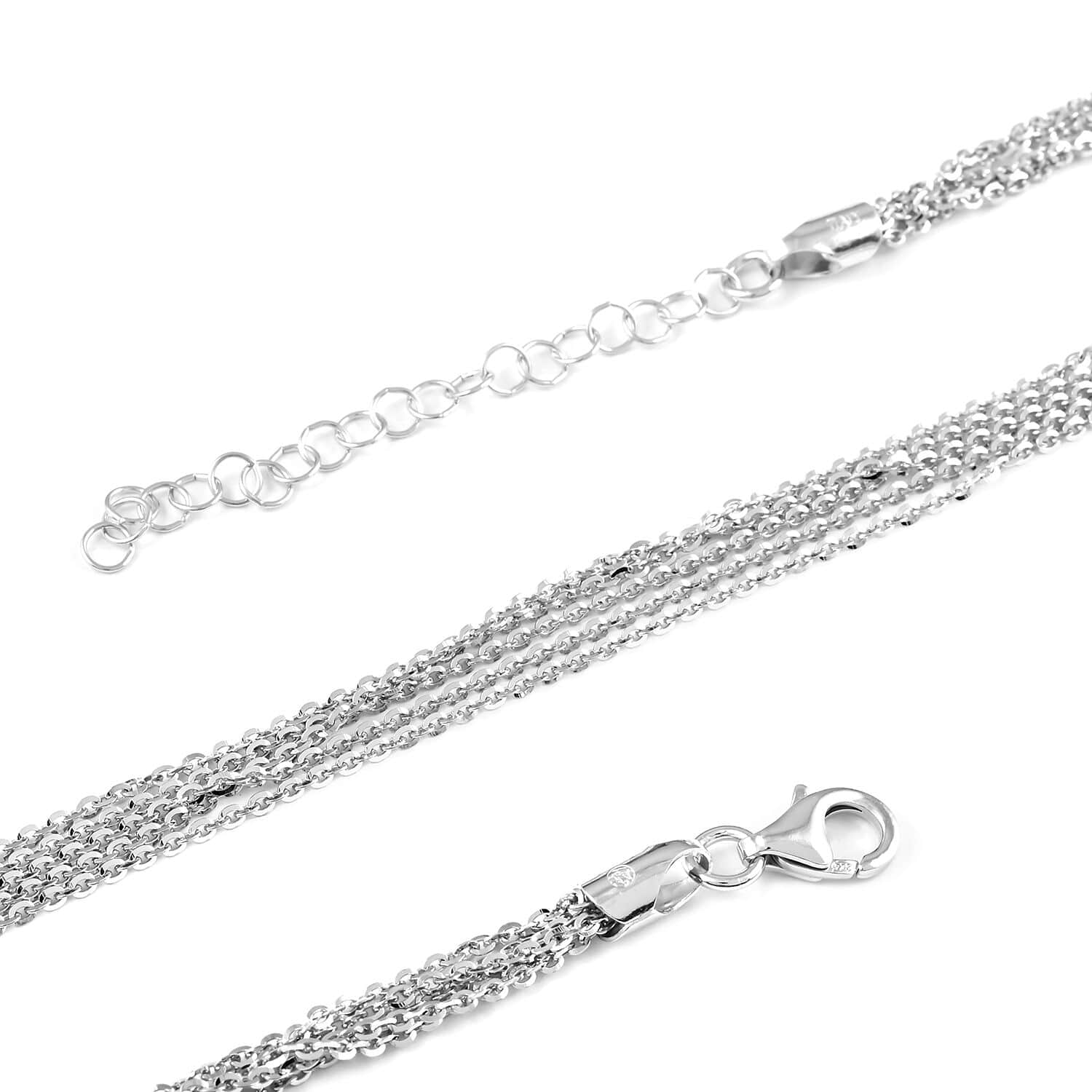 4 Rows Sterling Silver high quality 925 Italian Chain Necklace 17 inches