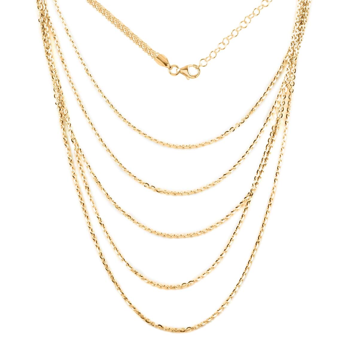 Italian 14K Yellow Gold Over Sterling Silver Brillantina 5 Lines Graduated Necklace 17-19 Inches 10 Grams image number 0