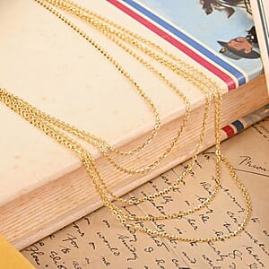 Italian 14K Yellow Gold Over Sterling Silver Brillantina 5 Lines Graduated Necklace 17-19 Inches 10 Grams