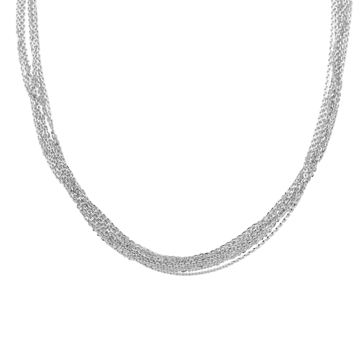 Italian Rhodium Over Sterling Silver Brillantina 7 Lines Necklace 18 Inches 14.1 Grams image number 3